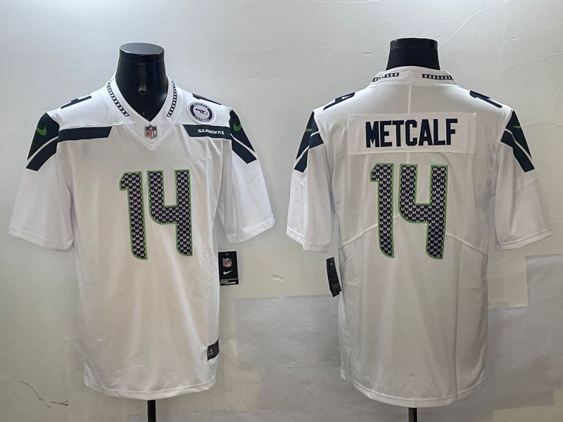 Men Seattle Seahawks #14 Metcalf White Second generation 2025 Nike Limited NFL Jersey style 2->youth mlb jersey->Youth Jersey